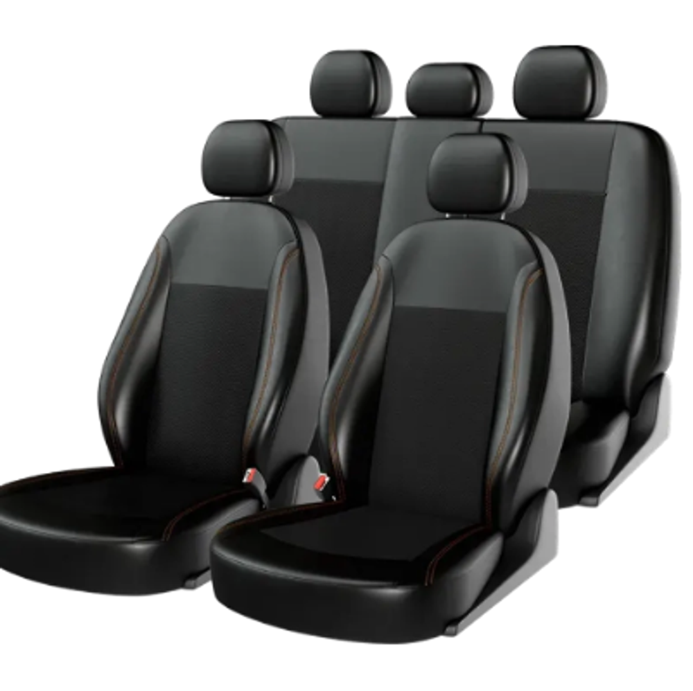 Чехлы на сидения CarFashion «ATOM ZAMSHA» 10018 - Замша -черный/черный/шов красный