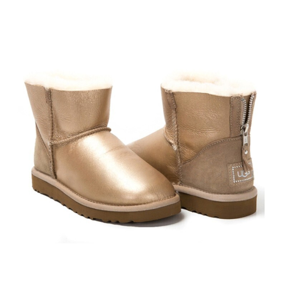 Угги Mini Zip Metallic Sand
