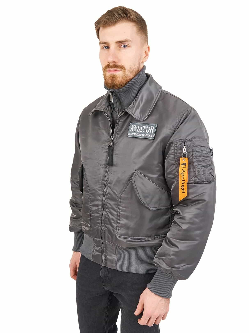 Куртка Бомбер - Aviator Apolloget (серая - gun grey)