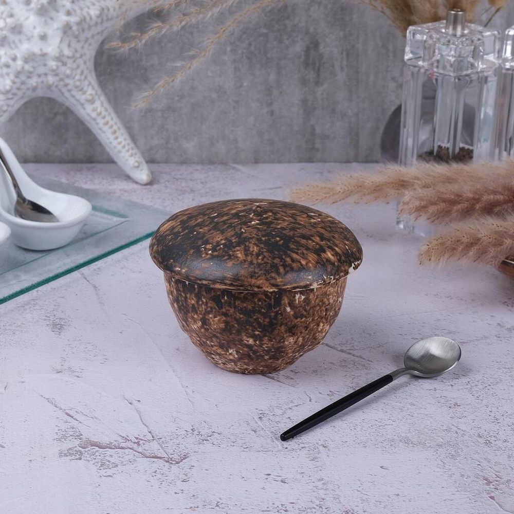 Емкость для подачи 260 мл с крышкой d 9,5/4,5 см h8,5 см Dark Brown Mushroom Frutti di Mare P.L. [1]