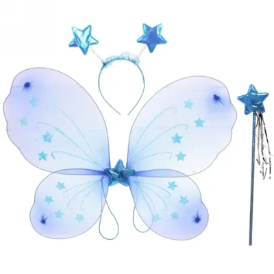 Карнавальный набор (крылья, ободок, палочка) «Фея Звёздочка» (крылья 48*40 см), Голубой