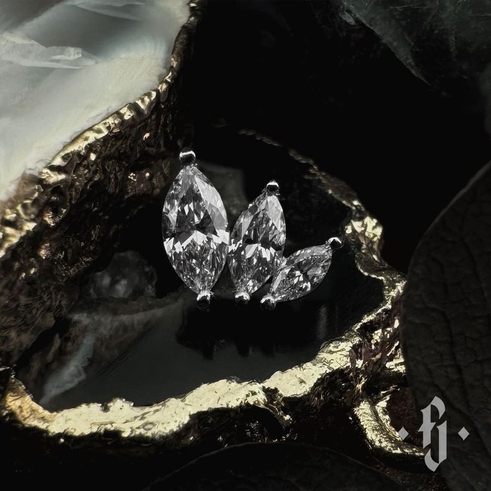 Кластер &quot;Various Marquise&quot; - Белое золото - White CZ