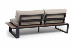 "Тулон" левый модуль, каркас алюминий, HPL "дуб", черный муар, ткань бежевая 15052