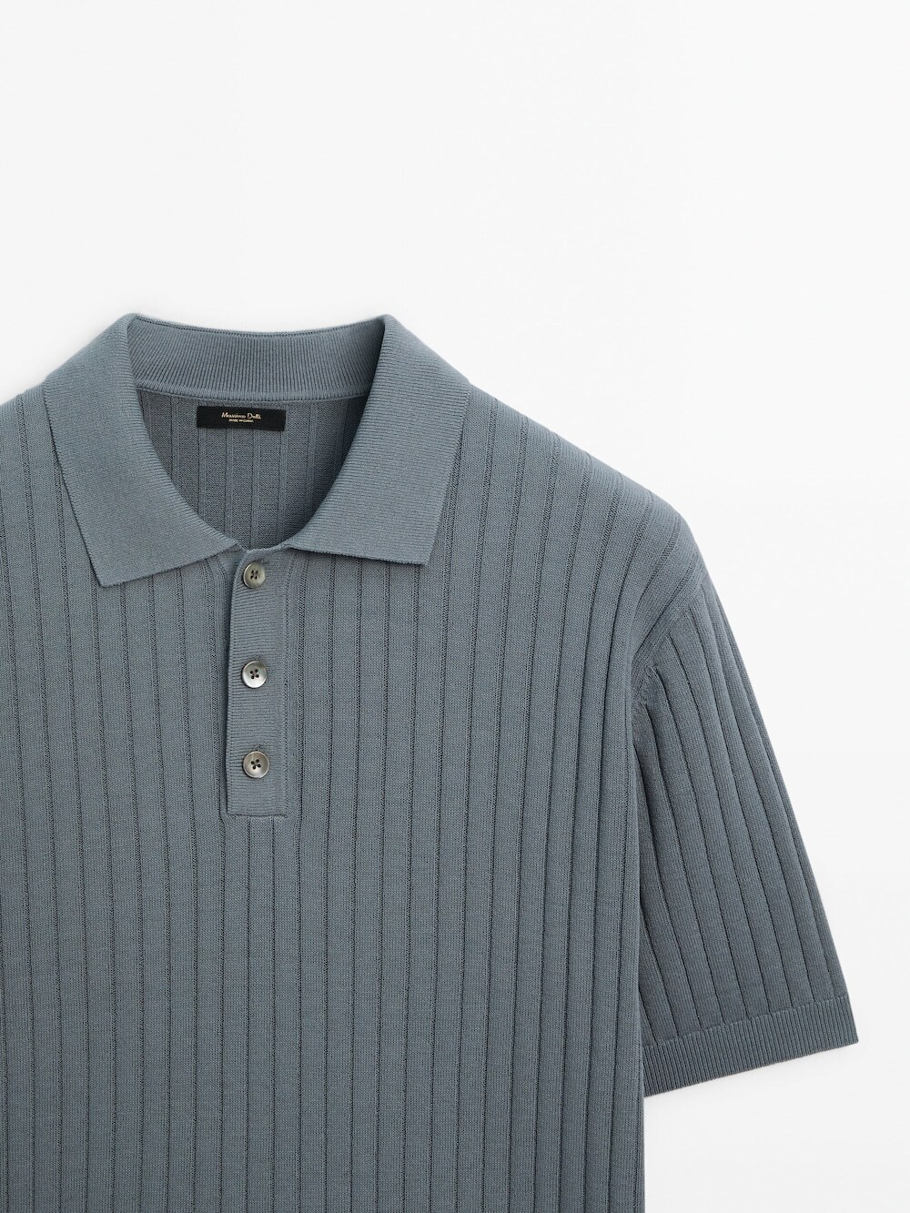 Massimo Dutti Поло в рубчик с короткими рукавами, серо-синий