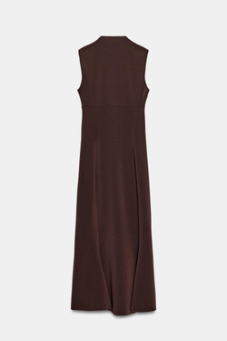 ZARA ПЛАТЬЕ С ВЫРЕЗОМ СЕРДЕЧКОМ, КОРИЧНЕВЫЙ