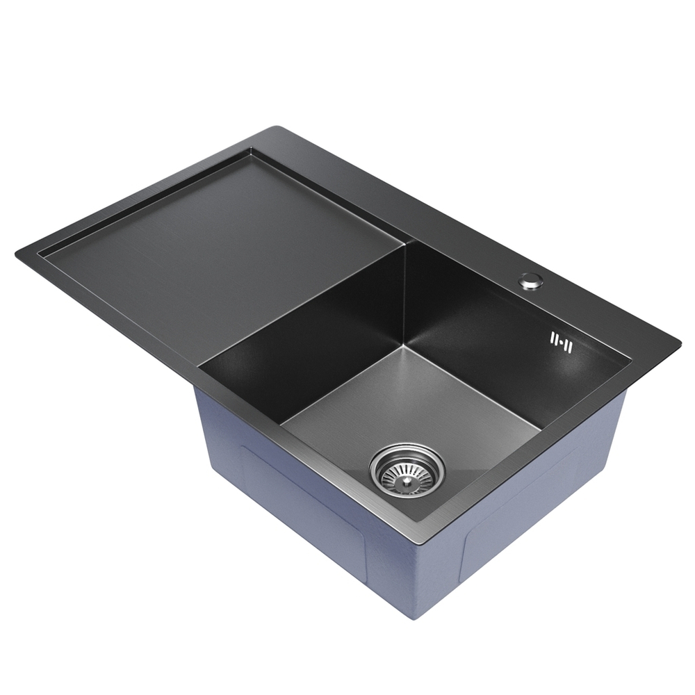 Мойка настол.монтаж 78х50 (3,0) прав. вып 3 1/2  MIXLINE PRO 20см с сифоном (черный графит)
