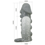 Серая насадка Jaylen с подхватом мошонки и наростами - 14 см.