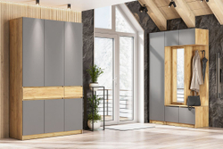 Прихожая Авиньон Вешалка с зеркалом Дуб крафт золотой /графит серый