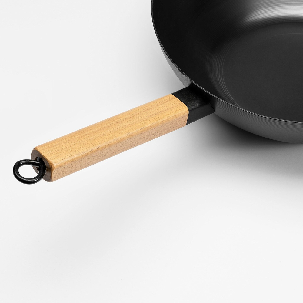 Вок с крышкой IKEA VARDAGEN (ВАРДАГЕН), Углеродистая сталь, 32 см