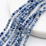 Содалит граненый бусины, диаметр около 3 мм, цена за нить 38 см