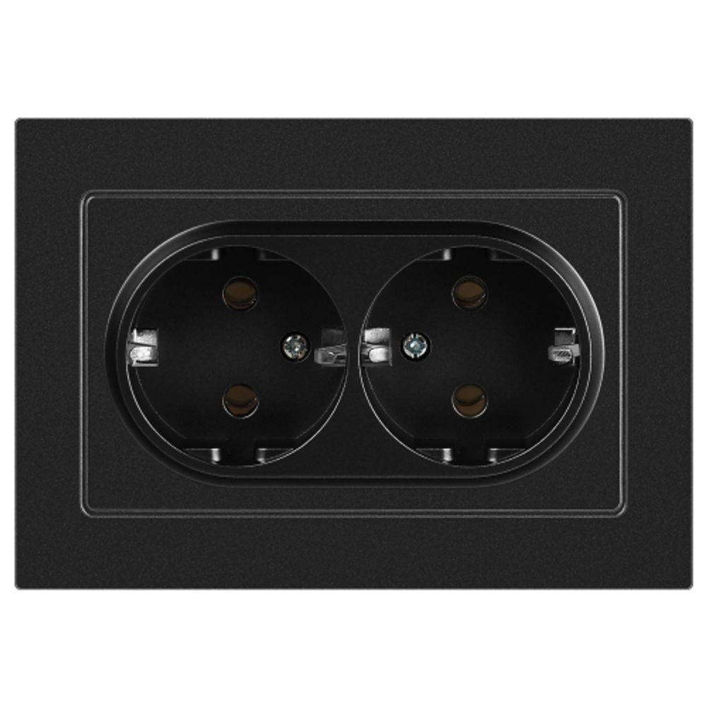 Розетка Intro Accent 6-205-05 2X2P+E Schuko, 16А-250В, IP20, СУ, AL/CU, антрацит
