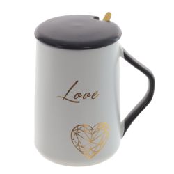 GAEM Кружка с крышкой и ложкой, 450 мл, L11 W8,5 H12,5 см, 4в.