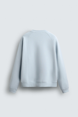 ZARA ТОЛСТОВКА ИЗ ТКАНИ ПИКЕ С ЭФФЕКТОМ ПОТЕРТОСТИ, НЕБЕСНО-ГОЛУБОЙ