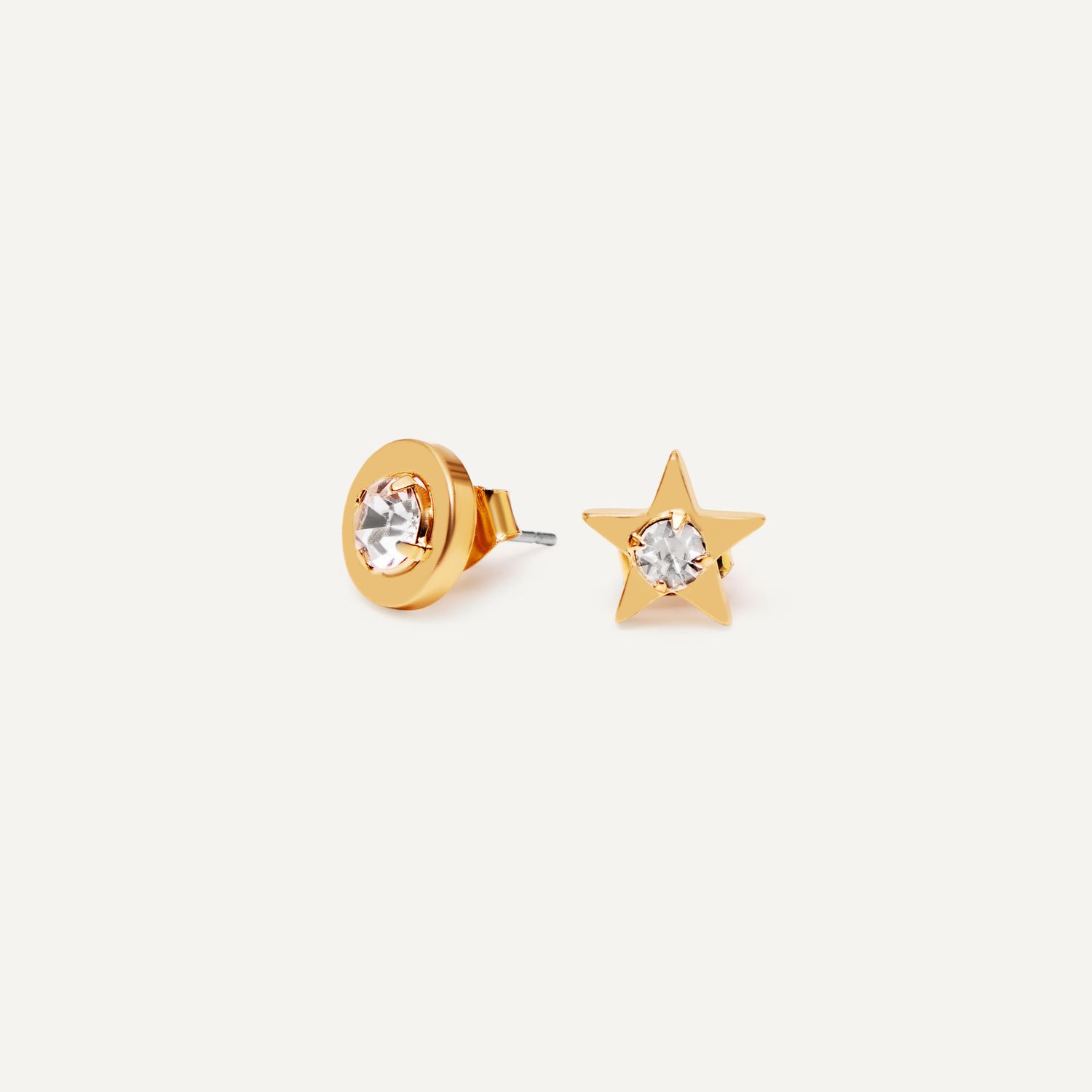 Серьги Simple Stud Earrings – Crystal Star & Round