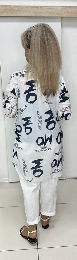 Бело/синяя туника-рубашка(пыльник летний)