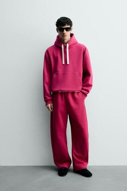 ZARA КОМБИНИРОВАННЫЕ БРЮКИ-ДЖОГГЕРЫ, ЦВЕТ ФУКСИИ