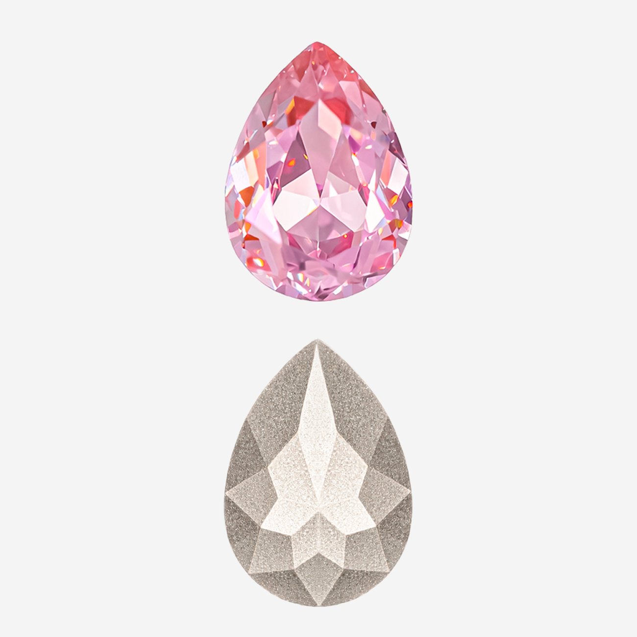 Кристалл Капля (Drop), оттенок "Розовый кварц"/"Rose Quartz", 14*10мм