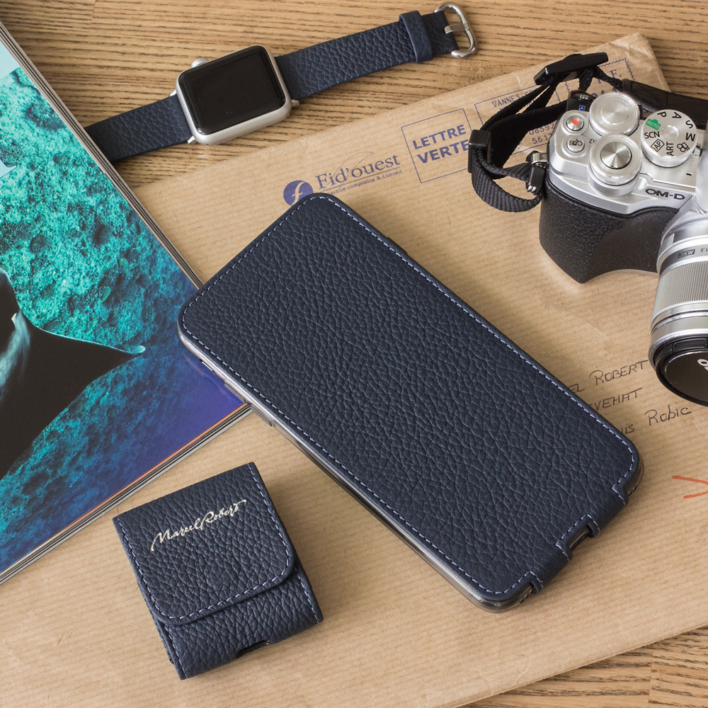 Чехол для iPhone 11 Pro Max из натуральной кожи теленка синего цвета