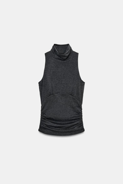 ZARA МЯГКИЙ ТОП-ХАЛТЕР, АНТРАЦИТОВО-СЕРЫЙ
