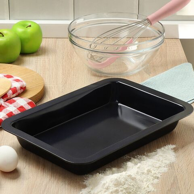 Форма для выпечки углерод сталь, 24х34х4.5 см, антиприг, прямоуг, чер, Daniks, Мерцание Синий сапфир