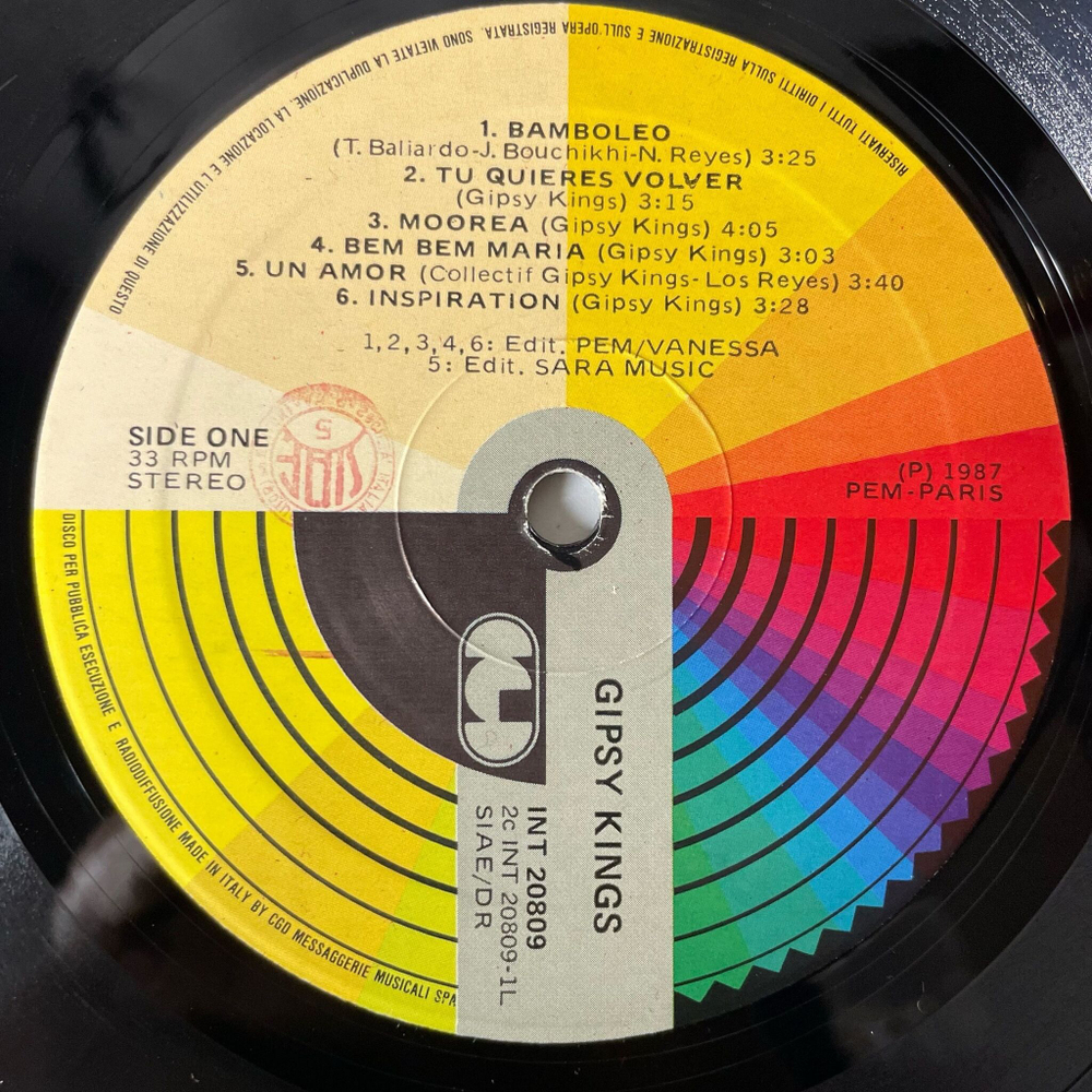 Винтажная виниловая пластинка LP Gipsy Kings Bamboleo Бамбалейло (Италия 1987)