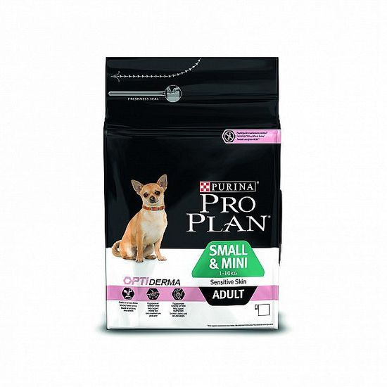 Purina Pro Plan Small & Mini Adult Sensitive Skin для взрослых собак мелких и карликовых пород с чувствительной кожей, лосось
