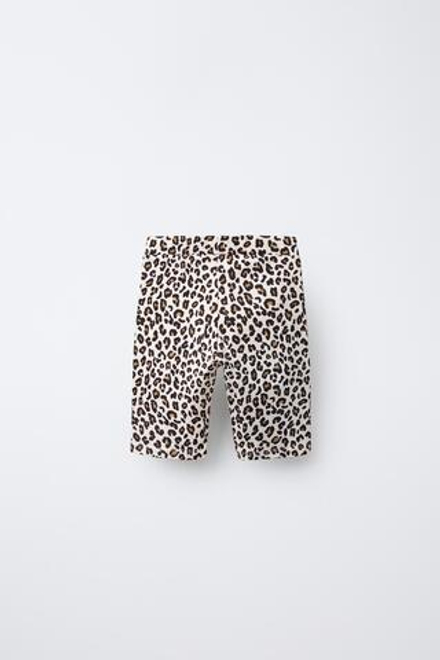 ZARA ШОРТЫ-ВЕЛОСИПЕДКИ С АНИМАЛИСТИЧЕСКИМ ПРИНТОМ, ЛЕОПАРДОВЫЙ