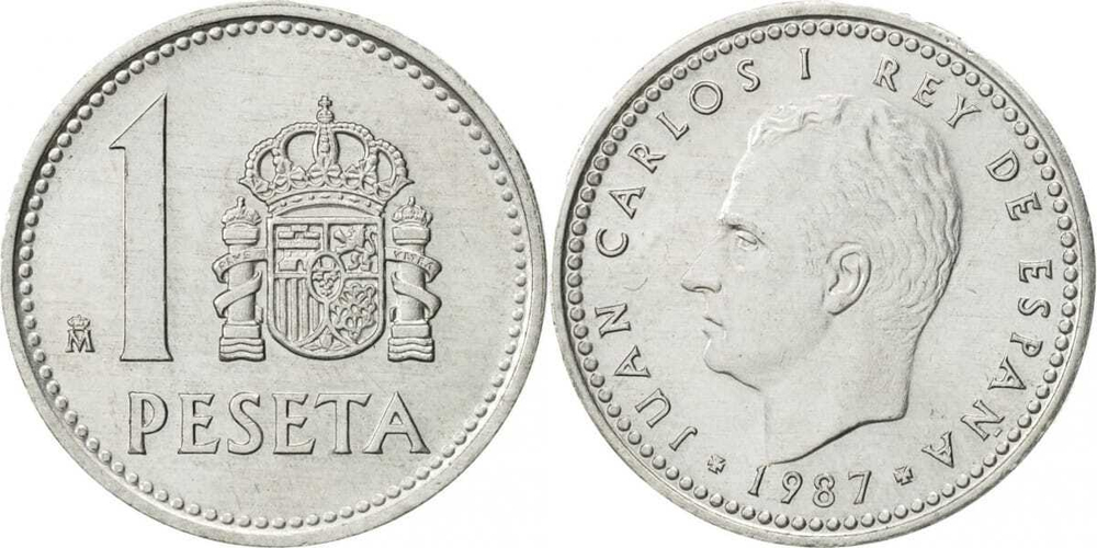 Испания 1 песета, 1982-1989 Король Хуан Карлос I XF