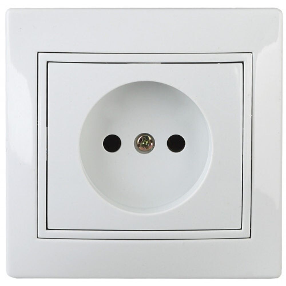 Розетка Intro Plano 1-201-01 без заземления 2P, 16А-250В, IP20, СУ, белый