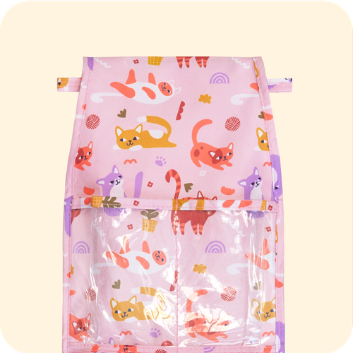 Кармашки для детского сада на липучке. Котики принт