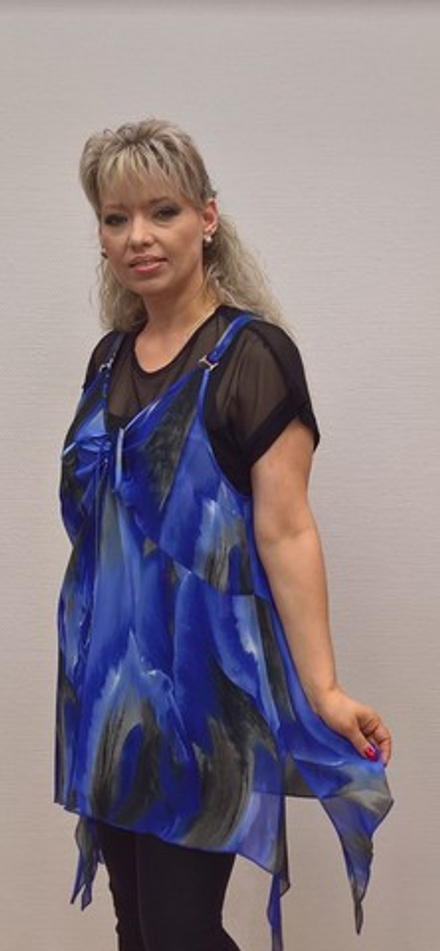 Удлиненный полупрозрачный топ-туника с вязками