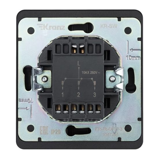 Выключатель ROUND 3 кл 10А с/у оникс KRANZ
