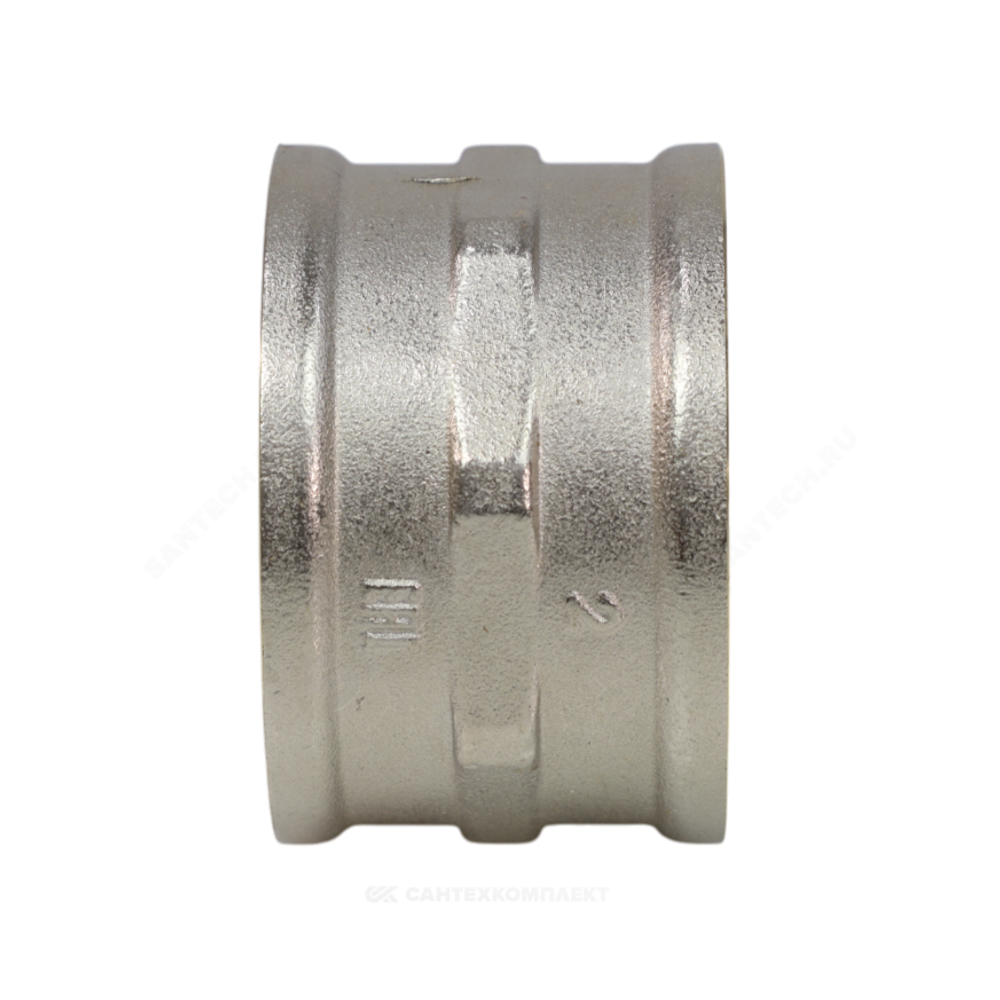 Муфта латунь никель Ду 15 (1/2") ВР/ВР 9018 ГОСТ 32585-2013 Aquasfera 9018-01