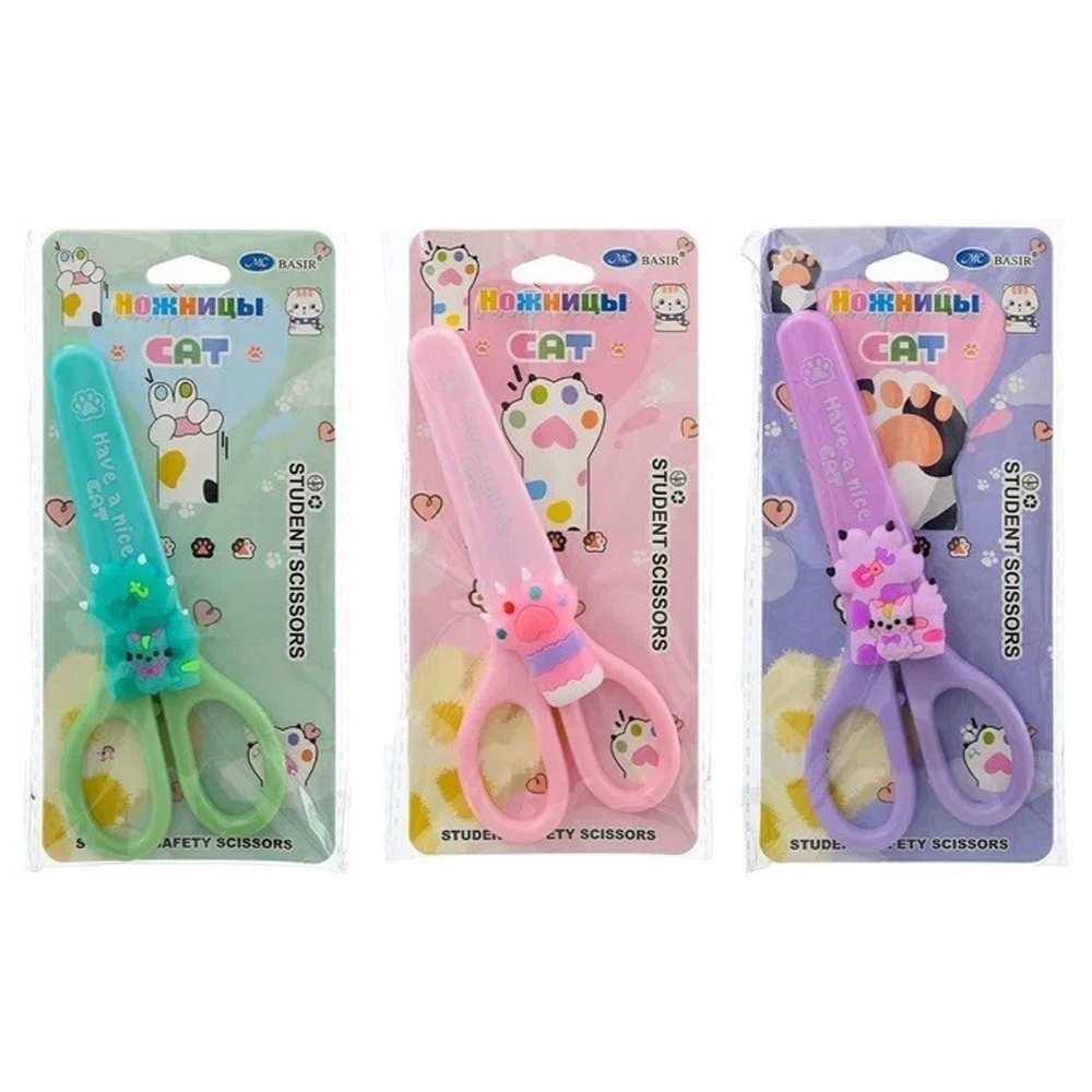 Ножницы детские Basir, с Лапками, 13.5 см, в чехле, ассорти