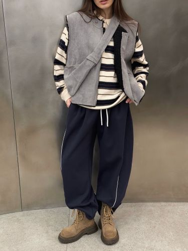 Молочный джемпер-поло в полоску WAIT MORE