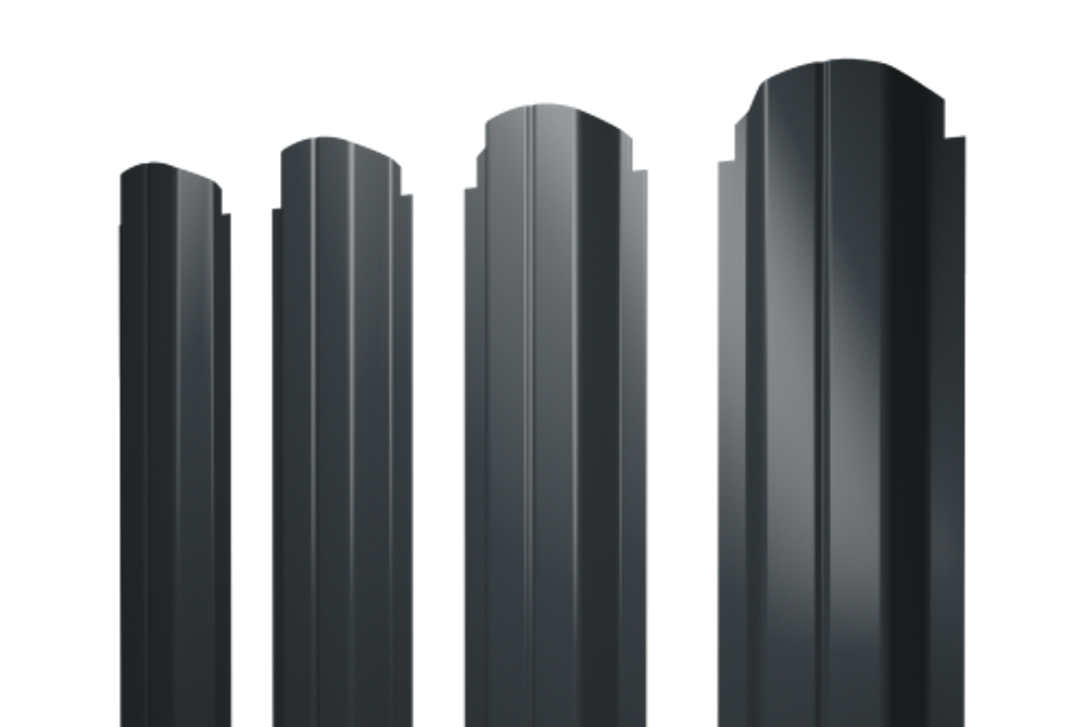 Штакетник П-образный А фигурный 0,5 PurLite Matt RAL 7016 антрацитово-серый