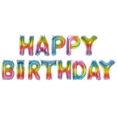 Мини-Надпись «Happy Birthday», радужный градиент, 260 см