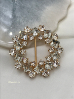 Пряжка стразы круглая золотая