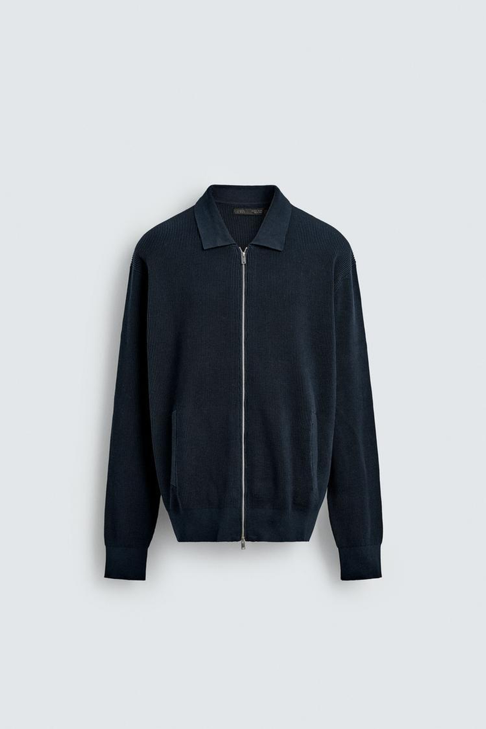 ZARA КАРДИГАН С ЗАСТЕЖКОЙ-МОЛНИЕЙ, МОРСКОЙ СИНИЙ