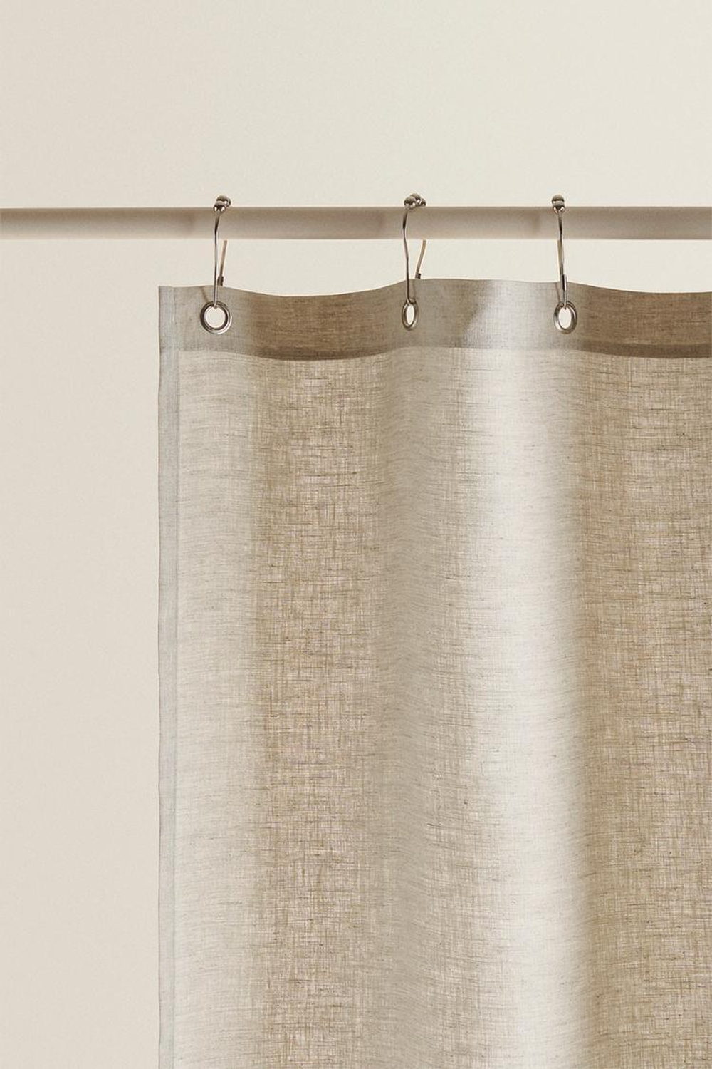 ZARA HOME ЛЬНЯНАЯ ЗАНАВЕСКА ДЛЯ ДУША, СВЕТЛО-БЕЖЕВЫЙ