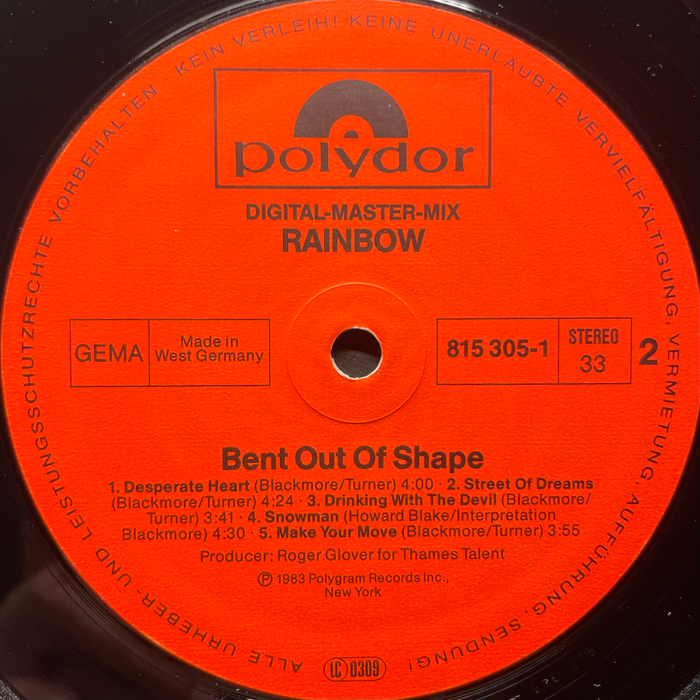 Rainbow - Bent Out Of Shape (Германия 1983г.)