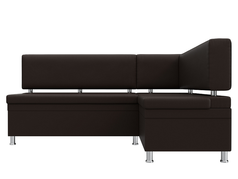 Диван кухонный угловой Стайл правый угол, Коричневый, Экокожа, 114528