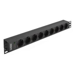 Блок розеток горизонтальный ExeGate ServerPro PDU-19H901 Al-9S-C14, 19", 1U, Алюминий, 9 Schuko, С14, черный