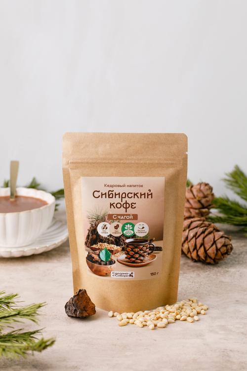 Напиток кедровый Сибирский кофе с ЧАГОЙ / 150 г / дой-пак / Сам бы ел