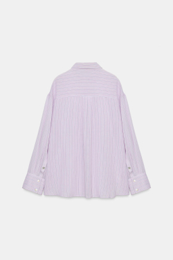 ZARA РУБАШКА ОВЕРСАЙЗ С КАРМАНОМ, СИРЕНЕВЫЙ