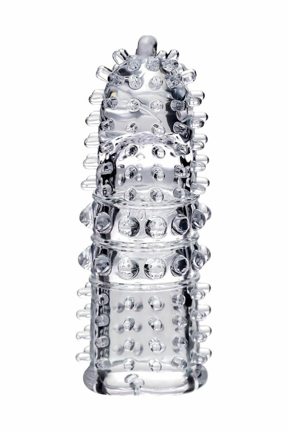 Прозрачная рельефная насадка на палец Arbo - 8 см. (Цвет: прозрачный)