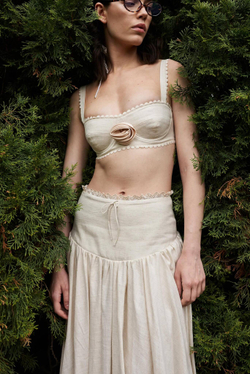 Юбка изо льна на низкой талии