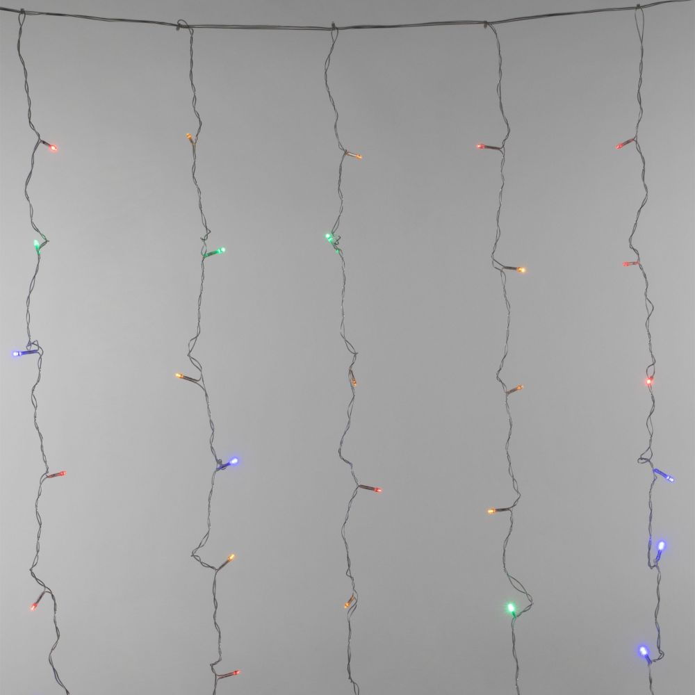 ULD-C1515-100-DTA MULTI IP20 Занавес светодиодный. 1.5х1.5м. 100 светодиодов. Разноцветный свет. Провод прозрачный. TM Uniel