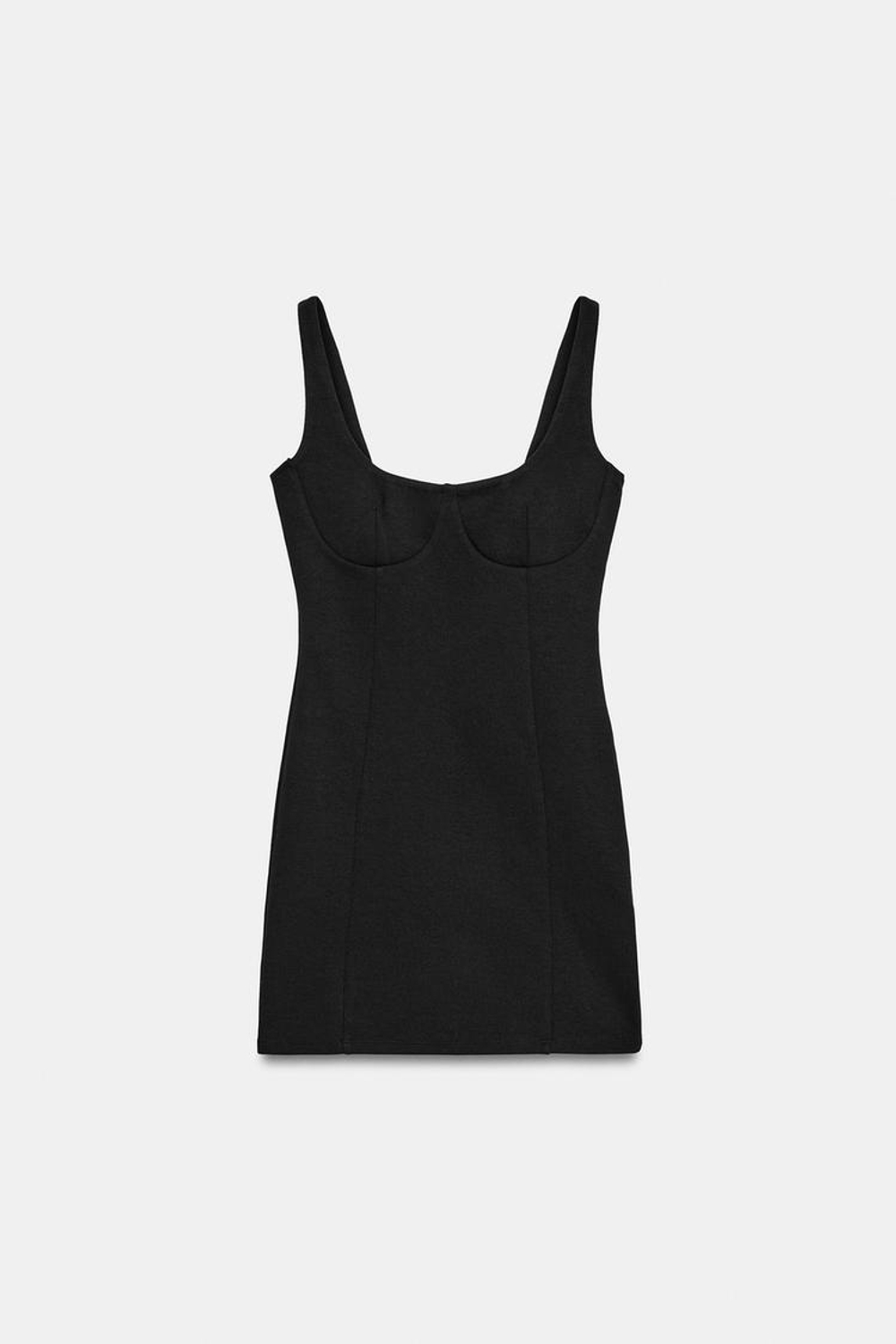 ZARA КОРОТКОЕ ПЛАТЬЕ ИЗ ИНТЕРЛОКА, ЧЕРНЫЙ