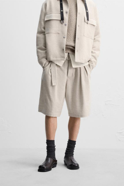 ZARA X NANUSHKA ШОРТЫ-БЕРМУДЫ, ЭКРЮ